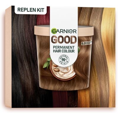 Garnier - 6.0 Mochaccino Brown - Grey Coverage - Permanent Hair Dye Replen Kit Garnier - 6.0 Mochaccino Brown - Grey Coverage - Permanent Hair Dye Replen Kit