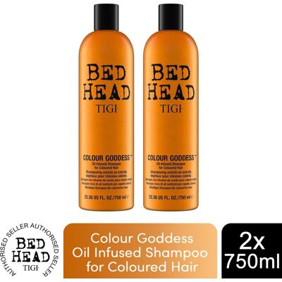 Bed Head by Tigi Colour Goddess Oil Infused Shampoo for Coloured Hair 750ml, 2pk Bed Head by Tigi Colour Goddess Oil Infused Shampoo for Coloured Hair 750ml, 2pk