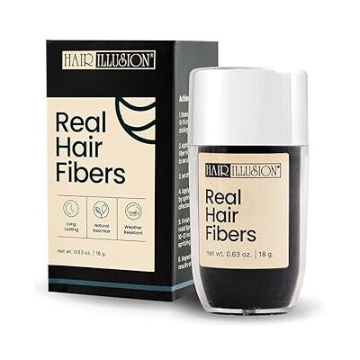 Hair Illusion - Real Hair Fibers - Black - 18g - Hair Fibers Hair Illusion - Real Hair Fibers - Black - 18g - Hair Fibers