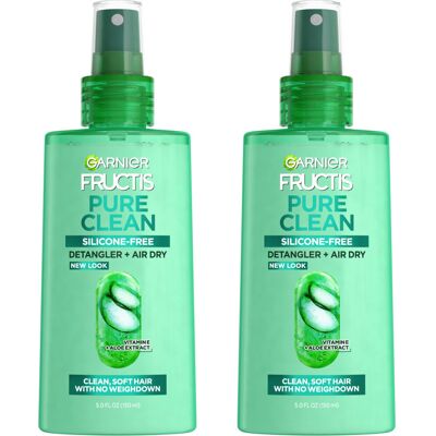 Garnier Fructis Pure Clean Detangler + Air Dry Spray 5.0 Fl Oz 2 Count (Packag Garnier Fructis Pure Clean Detangler + Air Dry Spray 5.0 Fl Oz 2 Count (Packag