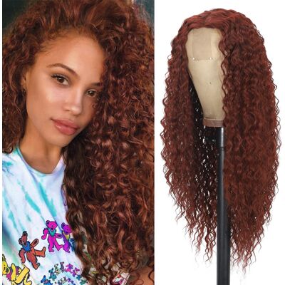 Siddiuop Long Curly Wig for Women Copper Red Curly Wigs 26 inches Synthetic Middle Part C Siddiuop Long Curly Wig for Women Copper Red Curly Wigs 26 inches Synthetic Middle Part C