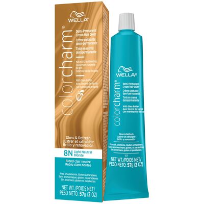 WELLA Color Charm Demi Permanent Hair Color 8N Light Neutral Blonde 2 oz WELLA Color Charm Demi Permanent Hair Color 8N Light Neutral Blonde 2 oz