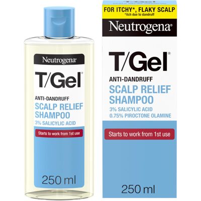 Neutrogena T/Gel Scalp Relief Anti-Dandruff Shampoo (1x250ml) With 3% Salicylic Acid, Clini Neutrogena T/Gel Scalp Relief Anti-Dandruff Shampoo (1x250ml) With 3% Salicylic Acid, Clini