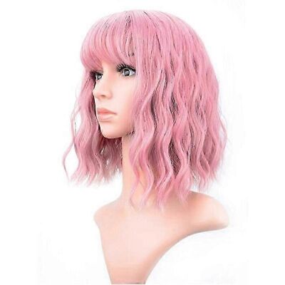 Kikidex (As show, One size) Soft Wavy Wig With Air Bangs Women's Short Bob Purple Pi Kikidex (As show, One size) Soft Wavy Wig With Air Bangs Women's Short Bob Purple Pi