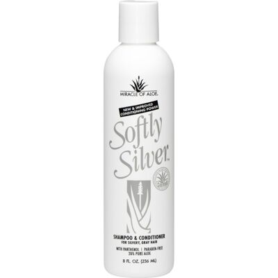 Miracle of Aloe Softly Silver Shampoo Improved Conditioning formula for Gray Hair 2 in 1 Purple Miracle of Aloe Softly Silver Shampoo Improved Conditioning formula for Gray Hair 2 in 1 Purple