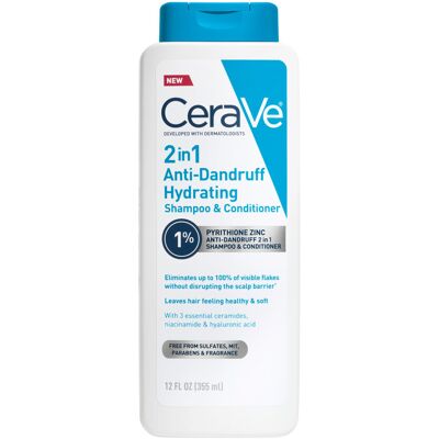 CeraVe 2 In 1 Hydrating Anti Dandruff Shampoo And Conditioner, 1% Pyrithione Zin CeraVe 2 In 1 Hydrating Anti Dandruff Shampoo And Conditioner, 1% Pyrithione Zin