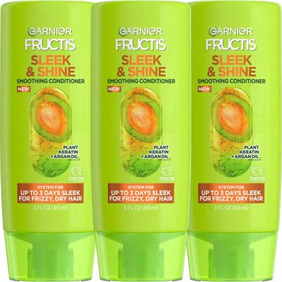 Garnier Fructis Sleek & Shine Travel Conditioner, 3 Pack, Smoothing Fortifying C Garnier Fructis Sleek & Shine Travel Conditioner, 3 Pack, Smoothing Fortifying C