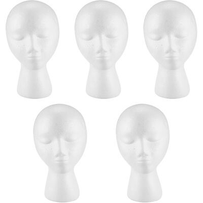 Unbranded 5X Foam Mannequin Wig Head Display White Foam Head Unbranded 5X Foam Mannequin Wig Head Display White Foam Head