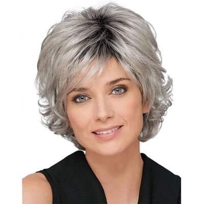 Unbranded Fluffy Gray Women's Wig with Bangs - Heat-Resistant Fiber Natural Styling Wig fo Unbranded Fluffy Gray Women's Wig with Bangs - Heat-Resistant Fiber Natural Styling Wig fo