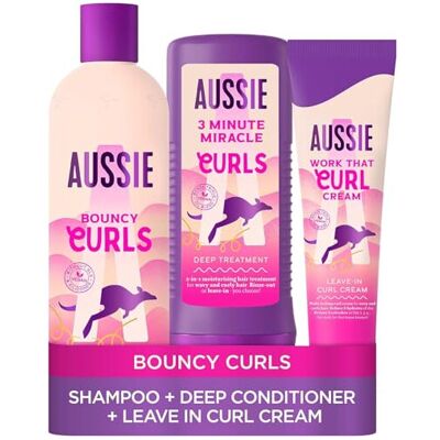 Aussie Curls Shampoo and Conditioner Set with Leave In Conditioner Curl Cream, C Aussie Curls Shampoo and Conditioner Set with Leave In Conditioner Curl Cream, C