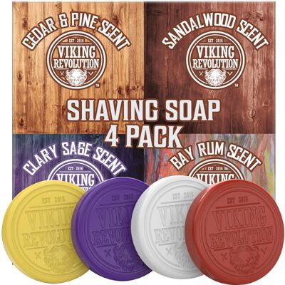 Viking - Shaving Soap - 4 Pack Variety Sandalwood, Cedar Pine, Clary Sage, Bay Rum - Sm Viking - Shaving Soap - 4 Pack Variety Sandalwood, Cedar Pine, Clary Sage, Bay Rum - Sm