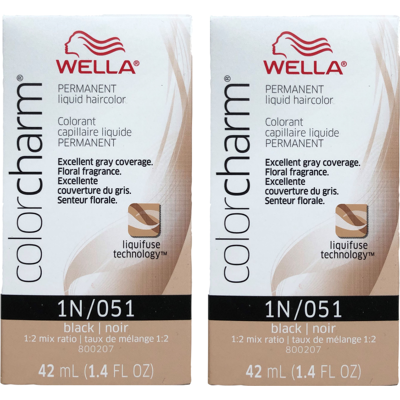(2-Pack) Wella Color Charm Permanent Liquid Hair Color 1N Black (2-Pack) Wella Color Charm Permanent Liquid Hair Color 1N Black