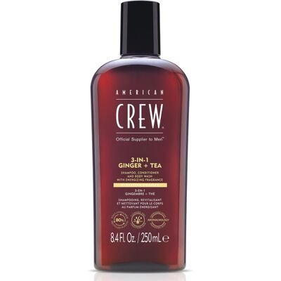 American Crew 3-in-1 Ginger + Tea Shampoo, Conditioner and Body Wash (250ml) American Crew 3-in-1 Ginger + Tea Shampoo, Conditioner and Body Wash (250ml)