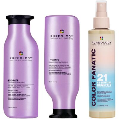 Pureology Hydrate Shampoo 266ml, Hydrate Conditioner 266ml & Color Fan Pureology Hydrate Shampoo 266ml, Hydrate Conditioner 266ml & Color Fan