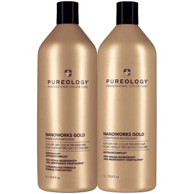 Pureology Nanoworks Gold Shampoo and Conditioner 1000ml Supersize Duo Pureology Nanoworks Gold Shampoo and Conditioner 1000ml Supersize Duo