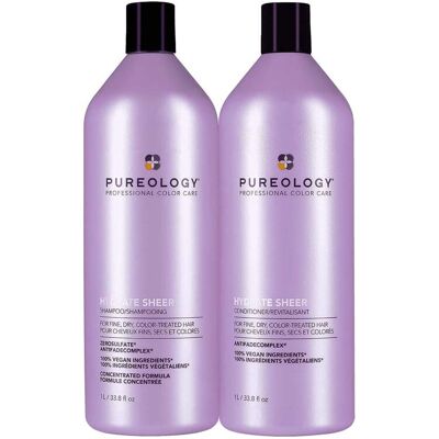 Pureology Hydrate Sheer Shampoo 1000ml & Conditioner 1000ml Duo Worth Pureology Hydrate Sheer Shampoo 1000ml & Conditioner 1000ml Duo Worth