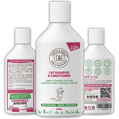 C&G Pets Cat Shampoo & Conditioner - Ideal For All Cats Skin Calms & Soothes Itchy Sensit C&G Pets Cat Shampoo & Conditioner - Ideal For All Cats Skin Calms & Soothes Itchy Sensit