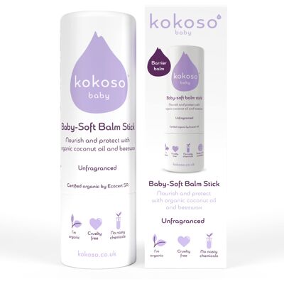 Kokoso Baby Soft Balm Stick, Unfragranced, Great for Dry Hands, Sore Lips and Ch Kokoso Baby Soft Balm Stick, Unfragranced, Great for Dry Hands, Sore Lips and Ch