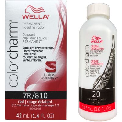 (With Developer) Wella Color Charm Permanent Haircolor 7R/810 Red Red (With Developer) Wella Color Charm Permanent Haircolor 7R/810 Red Red