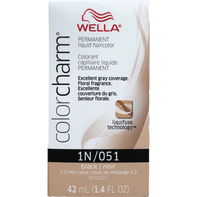 (Single) Wella Color Charm Permanent Liquid Hair Color 1N Black (Single) Wella Color Charm Permanent Liquid Hair Color 1N Black