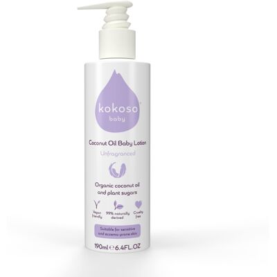 Kokoso Baby - Coconut Oil Baby Lotion, Unfragranced - Organic Coconut Oil & Swee Kokoso Baby - Coconut Oil Baby Lotion, Unfragranced - Organic Coconut Oil & Swee