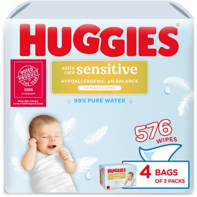 Huggies Extra Care Sensitive Baby Wipes - 12 Pack (576 Wipes) – Plastic Free Wet Huggies Extra Care Sensitive Baby Wipes - 12 Pack (576 Wipes) – Plastic Free Wet