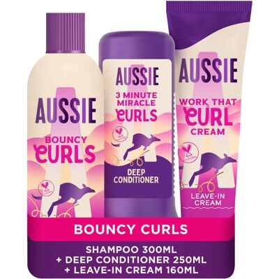 Aussie Curls Bundle: Bouncy Curls Shampoo 300ml, 3 Minute Miracle Deep Condition Aussie Curls Bundle: Bouncy Curls Shampoo 300ml, 3 Minute Miracle Deep Condition
