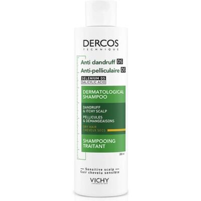 Vichy Dercos Anti-Dandruff Shampoo 200ml, for Dry Hair & Sensitive Scalp, with S Vichy Dercos Anti-Dandruff Shampoo 200ml, for Dry Hair & Sensitive Scalp, with S