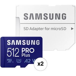 SAMSUNG 512GB PRO Plus UHS-I microSDXC Memory Card with SD Adapter (2-Pack) SAMSUNG 512GB PRO Plus UHS-I microSDXC Memory Card with SD Adapter (2-Pack)