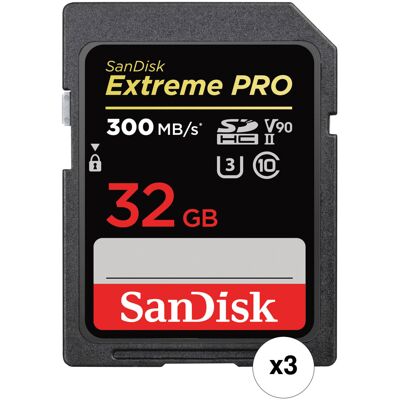 Sandisk 32GB Extreme PRO SDHC UHS-II Memory Card (3-Pack) Sandisk 32GB Extreme PRO SDHC UHS-II Memory Card (3-Pack)