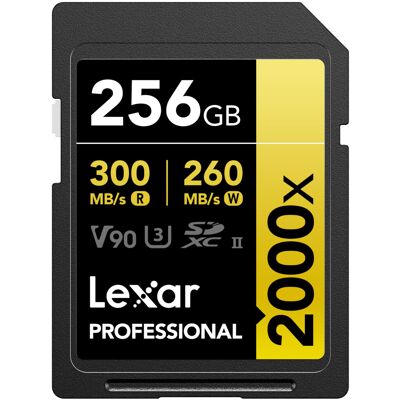Lexar 256GB Professional 2000x SDXC Memory Card - UHS-II U3 V90 Lexar 256GB Professional 2000x SDXC Memory Card - UHS-II U3 V90
