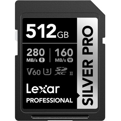 Lexar Silver Pro 512GB Memory Card - UHS-II, V60, Class 10 Lexar Silver Pro 512GB Memory Card - UHS-II, V60, Class 10