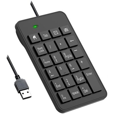 Unbranded Wired Number Pad, USB 23 Key Numeric Keypad Financial Accounting Keyboard Office Unbranded Wired Number Pad, USB 23 Key Numeric Keypad Financial Accounting Keyboard Office