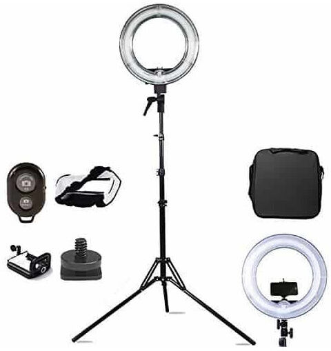 PyxelStudio 13.5" 45W 5500K Dimmable LED Ring Light Kit with Tripod Stand & Cellphone Holder