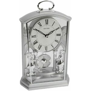 WIDDOP and Co. Rhythm Silver Footmen Pendulum Carriage Clock - Silent Swing, Analogue Quartz, T WIDDOP and Co. Rhythm Silver Footmen Pendulum Carriage Clock - Silent Swing, Analogue Quartz, T