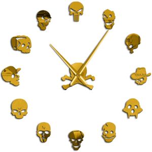 fancylife (gold, 47 inch) Different Skull Heads DIY Horror Wall Art Giant Wall Clock fancylife (gold, 47 inch) Different Skull Heads DIY Horror Wall Art Giant Wall Clock