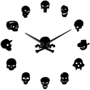 fancylife (black, 47 inch) Different Skull Heads DIY Horror Wall Art Giant Wall Clock fancylife (black, 47 inch) Different Skull Heads DIY Horror Wall Art Giant Wall Clock