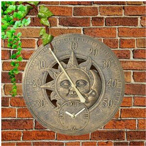 Unbranded Outdoor Clock indoor Garden Wall Station Clock Thermometer 12 inch Unbranded Outdoor Clock indoor Garden Wall Station Clock Thermometer 12 inch