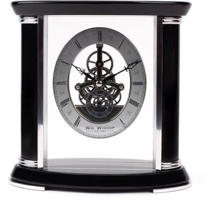 WILLIAM WIDDOP Piano Finish Wooden Skeleton Mantel Clock WILLIAM WIDDOP Piano Finish Wooden Skeleton Mantel Clock