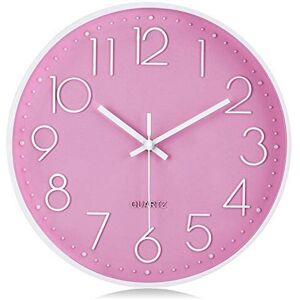 Lafocuse Modern Pink Wall Clock 12 Inch Silent for Kids Non Ticking Quartz Clock Lafocuse Modern Pink Wall Clock 12 Inch Silent for Kids Non Ticking Quartz Clock