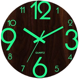 GreenZech 12" Luminous Wall Clock Quartz Wooden Silent Non Ticking Dark Home Room Decor GreenZech 12" Luminous Wall Clock Quartz Wooden Silent Non Ticking Dark Home Room Decor