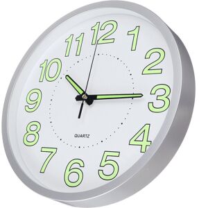 GreenZech (Silver) 12'' Luminous Wall Clock Glow In The Dark Silent Quartz Indoor Outdoor GreenZech (Silver) 12'' Luminous Wall Clock Glow In The Dark Silent Quartz Indoor Outdoor