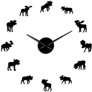 GreenZech (Black) 47 Inch Wildlife Moose DIY Giant Wall Clock Moose Silhouette Decorative GreenZech (Black) 47 Inch Wildlife Moose DIY Giant Wall Clock Moose Silhouette Decorative