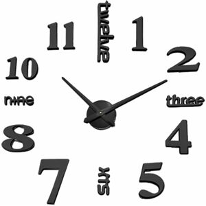GreenZech (Black 100-120cm) 50-60CM/100-120CM 3D Vintage DIY Silent Mirror Wall Clock For GreenZech (Black 100-120cm) 50-60CM/100-120CM 3D Vintage DIY Silent Mirror Wall Clock For