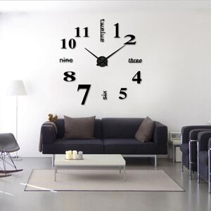 GreenZech (Black) 3D Modern Wall Clock Mirror Sticker Unique Big Number Watch Acrylic Numb GreenZech (Black) 3D Modern Wall Clock Mirror Sticker Unique Big Number Watch Acrylic Numb