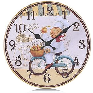 Lafocuse Retro Yellow Kitchen Wall Clock Silent Quartz Non-Ticking Frameless Woo Lafocuse Retro Yellow Kitchen Wall Clock Silent Quartz Non-Ticking Frameless Woo