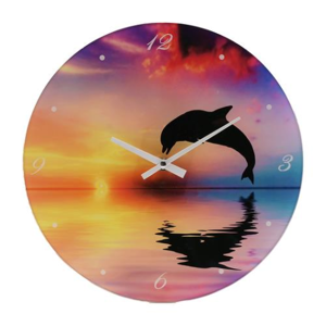 WIDDOP and Co. Widdop Glass 30cm Dolphin Design Wall Clock W9822 WIDDOP and Co. Widdop Glass 30cm Dolphin Design Wall Clock W9822