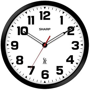 Sharp Atomic Analog Wall Clock - 12" Black Stylish Frame - Sets Automatically- B Sharp Atomic Analog Wall Clock - 12" Black Stylish Frame - Sets Automatically- B