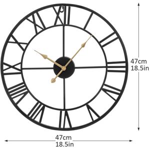 Unbranded (Black&Bronze-47cm) Roman Numerals Wall Clock Metal Large Wall Clocks Unbranded (Black&Bronze-47cm) Roman Numerals Wall Clock Metal Large Wall Clocks