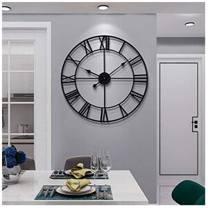 HAITANG Vintage Large Wall Clocks Round Metal Nearly Silent Non Ticking Battery HAITANG Vintage Large Wall Clocks Round Metal Nearly Silent Non Ticking Battery